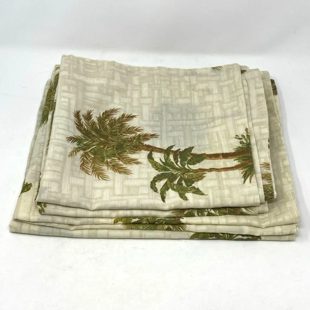 Vtg Revman Pillowcases SET of 4 Two Sizes Palm Tree Print Tropical Island Cabana